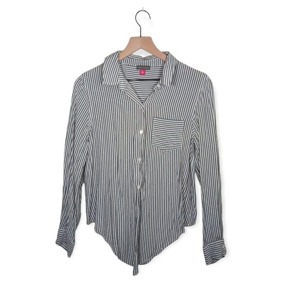 Vince Camuto Striped Rayon Button Down Blouse Size S - Picture 1 of 3
